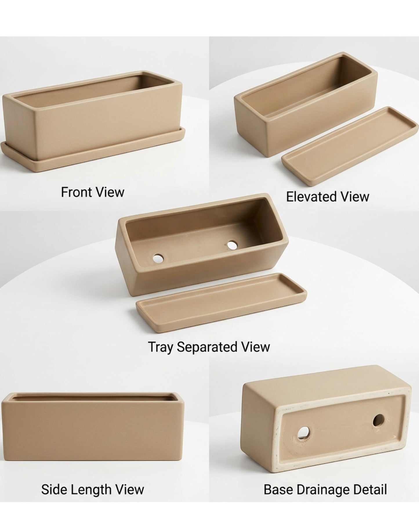 Kext Rectangular Ceramic Window Box Sand 12 in