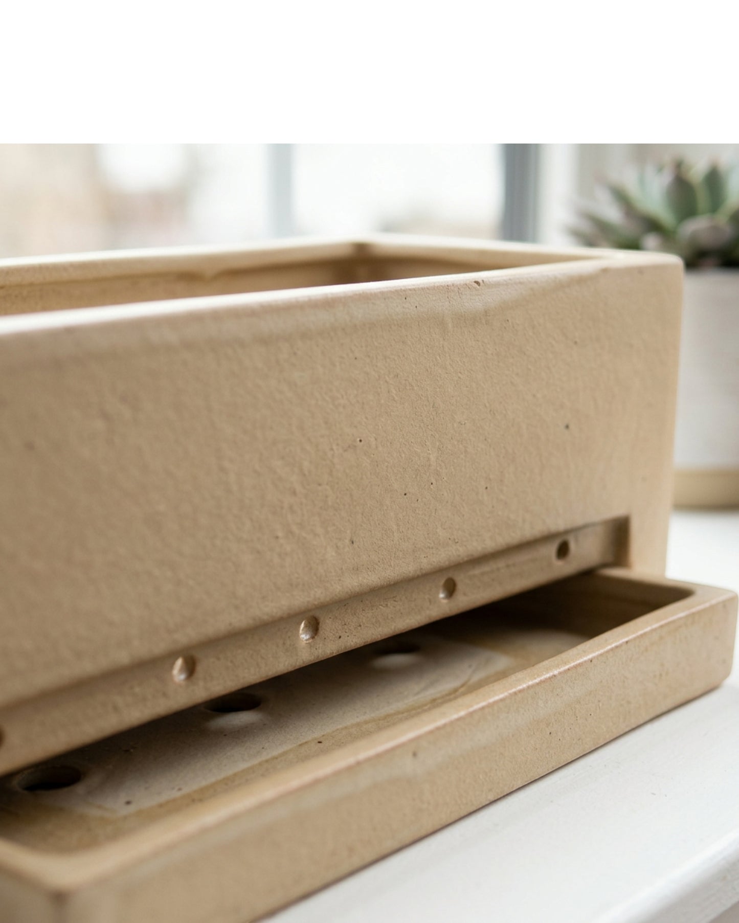 Kext Rectangular Ceramic Window Box Sand 12 in