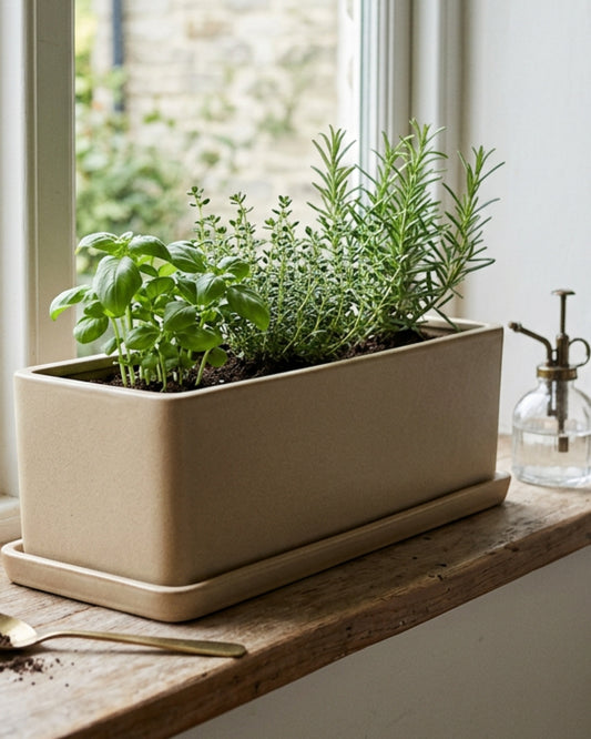 Kext Rectangular Ceramic Window Box Sand 12 in