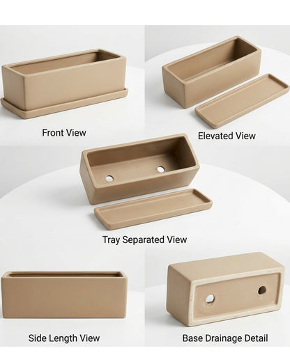 Kext Rectangular Ceramic Window Box Sand 12 in