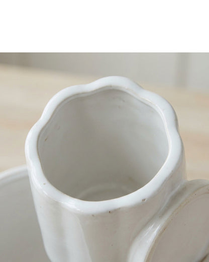 Kext Scallop Edge Ceramic Cachepot Cloud 6.5 in