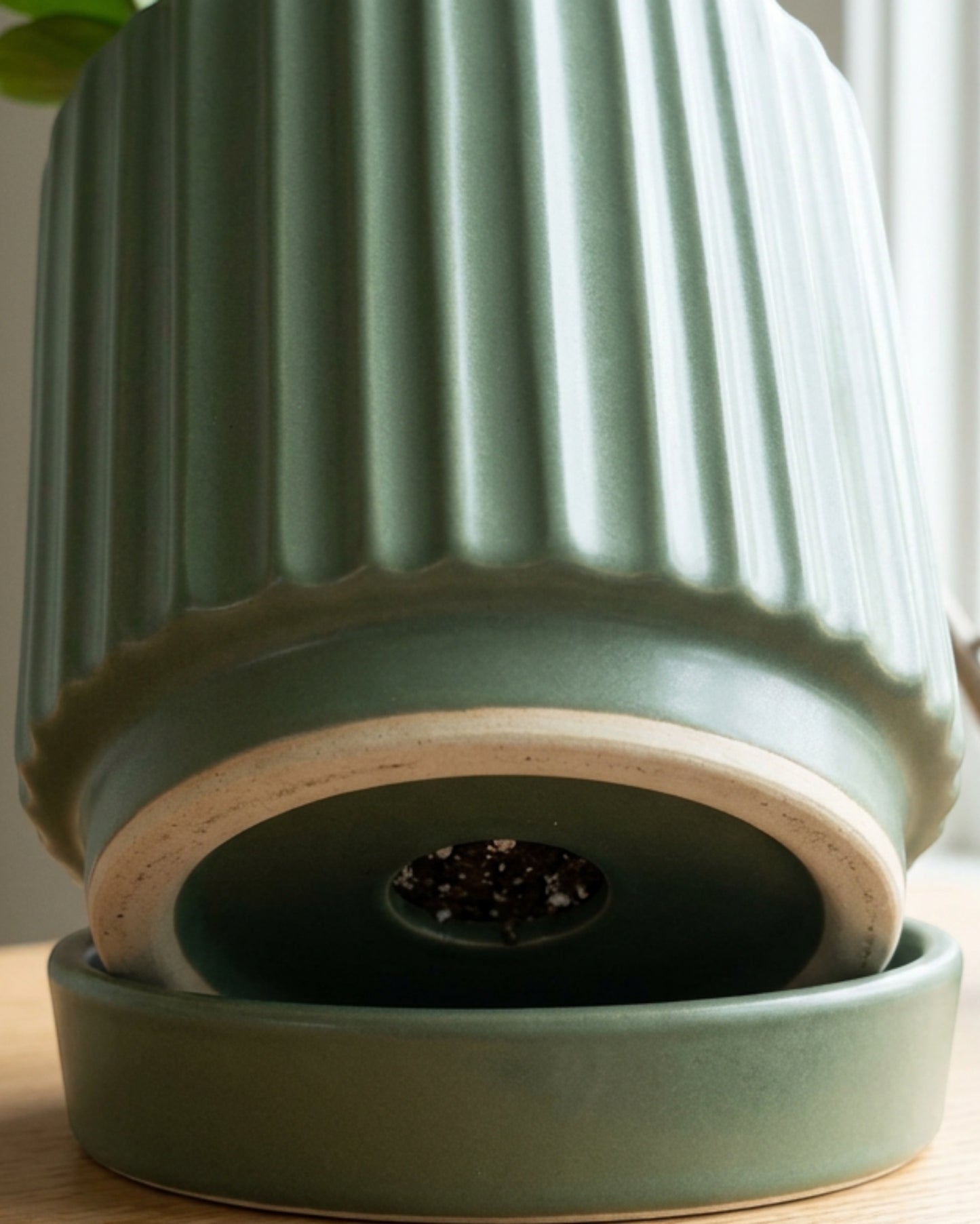 Kext Tall Fluted Ceramic Planter Juniper 8 in