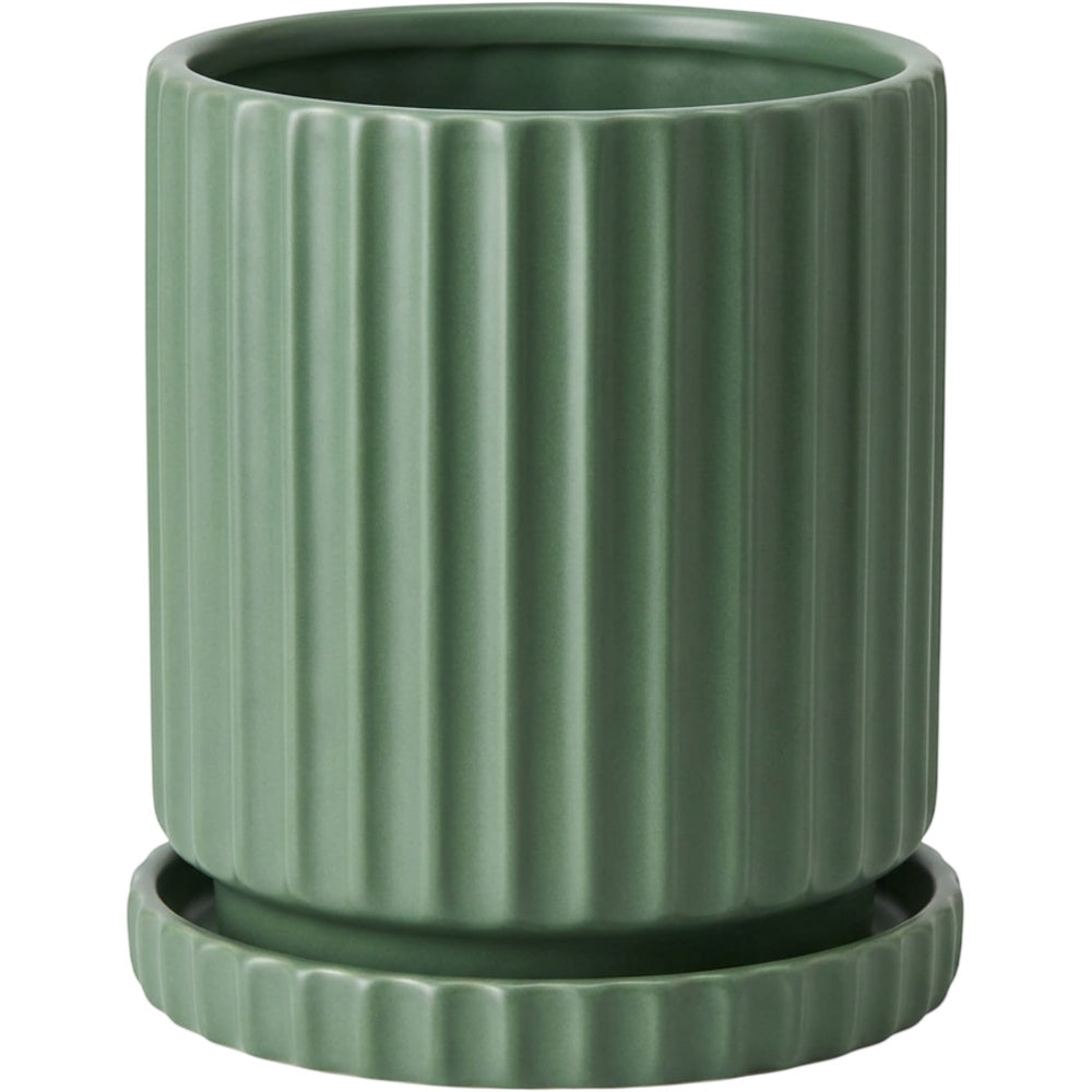Kext Tall Fluted Ceramic Planter Juniper 8 in