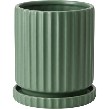 Kext Tall Fluted Ceramic Planter Juniper 8 in