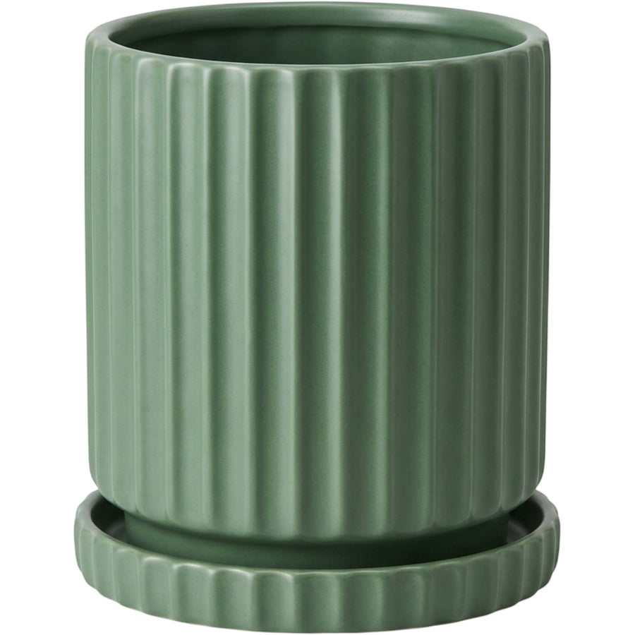 Kext Tall Fluted Ceramic Planter Juniper 8 in